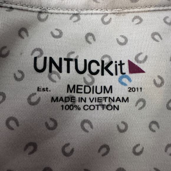 Untuckit Polo Shirt Men’s Medium Gray Geometric Print Cotton Performance Golf - Picture 6 of 9